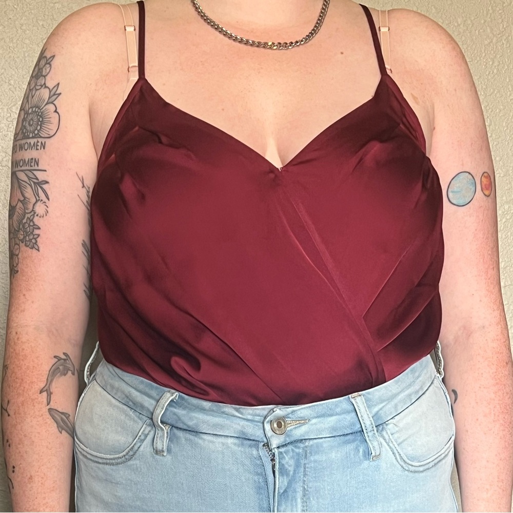 Express Red Wrap Camisole Bodysuit